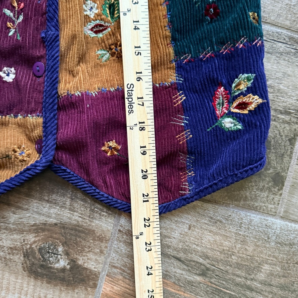New Directions Women VTG Cottagecore Floral Patchwork Corduroy Vest,Multicolor,S - Picture 9 of 10